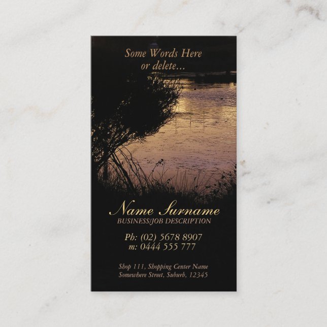 Nature Silhouette Bridge Pond Business Card Visitenkarte (Vorderseite)