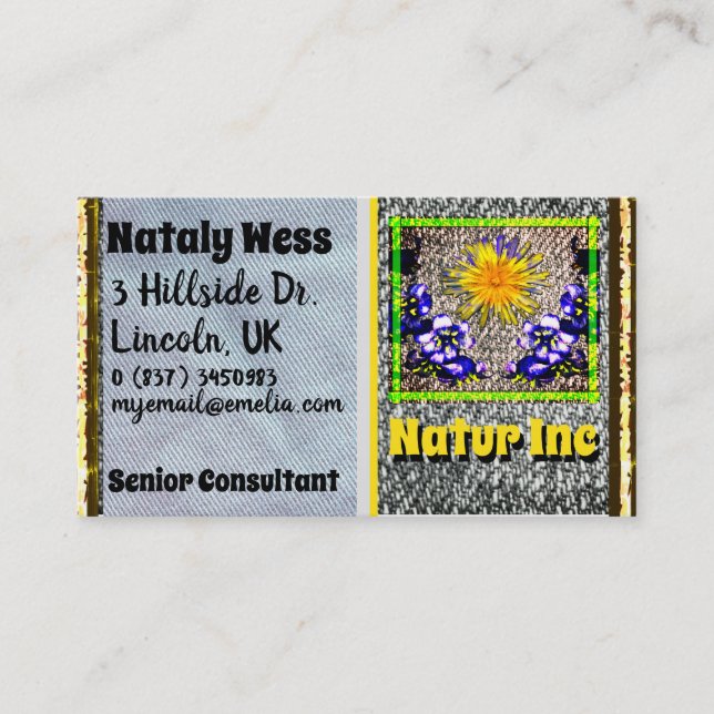 Nature Spring Flowers Kronion Woods Denim Visitenkarte (Vorderseite)