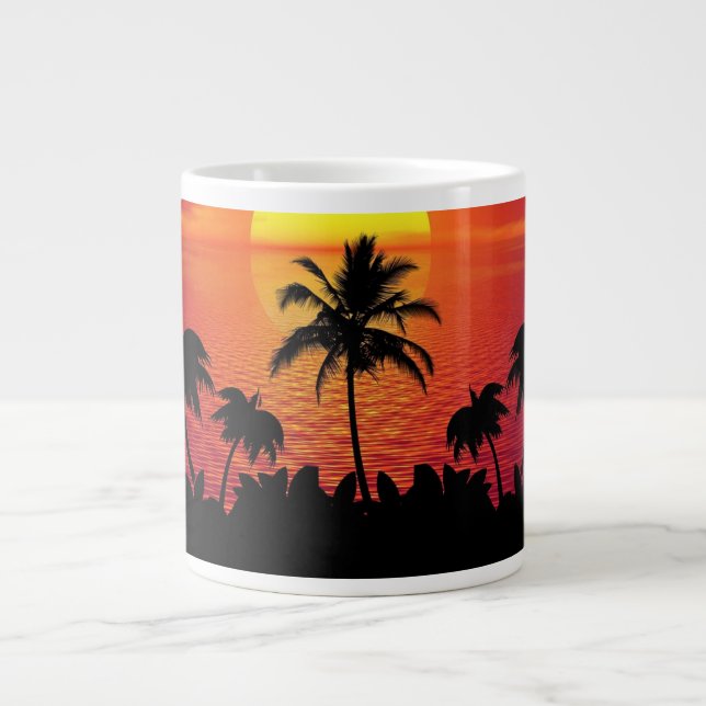Nature Sunset Palm Trees illustration Jumbo-Tasse (Vorderseite)