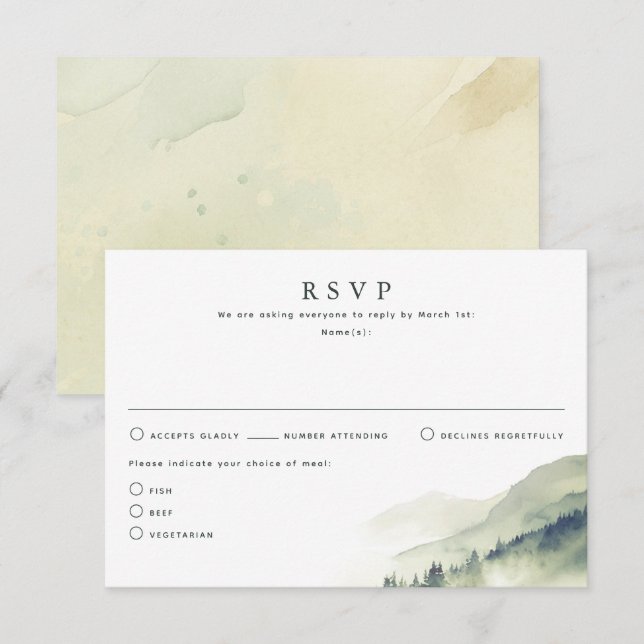 Nature Thématique Mariage Cartes RSVP (Devant / Derrière)