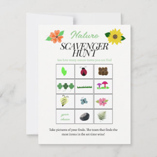 Nature Theme Scavenger Hunt Game Card Einladung