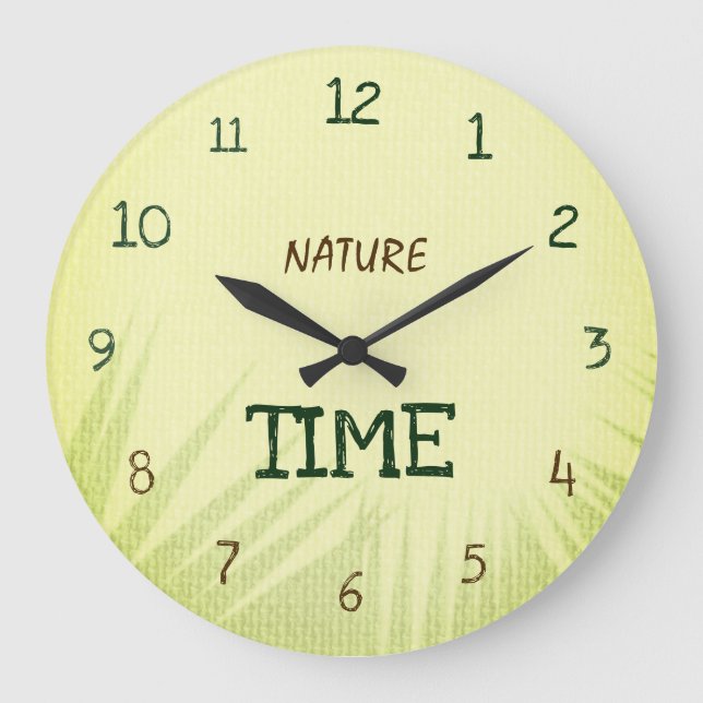 Nature Time Botanisches Hellgrün Große Wanduhr (Vorderseite)