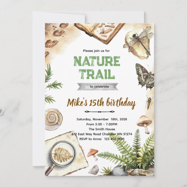 Nature Trail Birthday Invitation Einladung (Vorderseite)