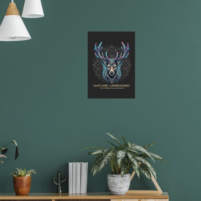 Nature Upgraded - Prismatic Crystal Deer Cyberpunk Poster (Wohnzimmer 1)