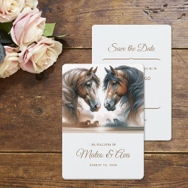 Nature Wedding Brown Save the Date Pferde