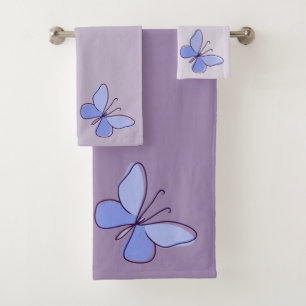 Natureal Inspiriert Lichtblau-Schmetterling-Insekt Badhandtuch Set