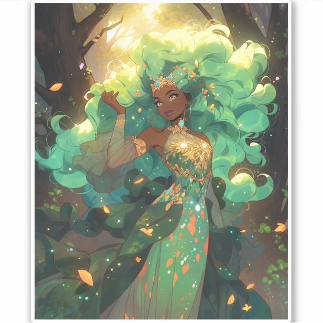 Naturegoddess African American Fantasy Art Aufkleber (Vorderseite)