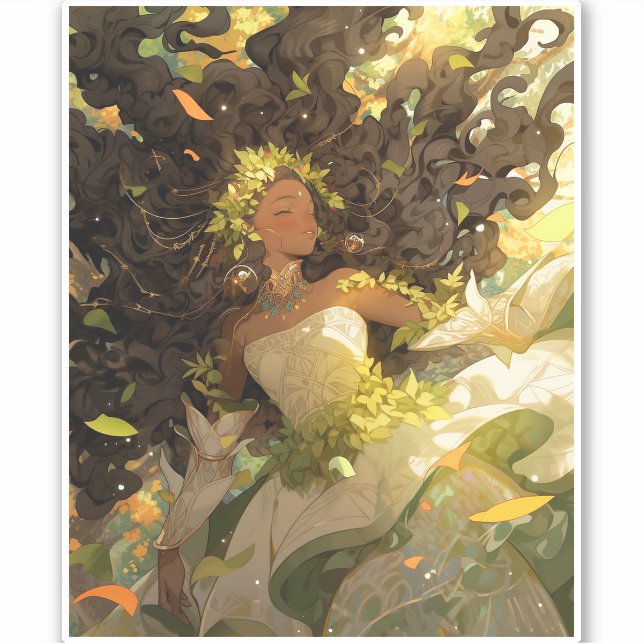 Naturegoddess African American Fantasy Art Aufkleber (Vorderseite)