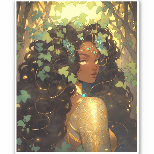 Naturegoddess African American Fantasy Art Aufkleber (Vorderseite)