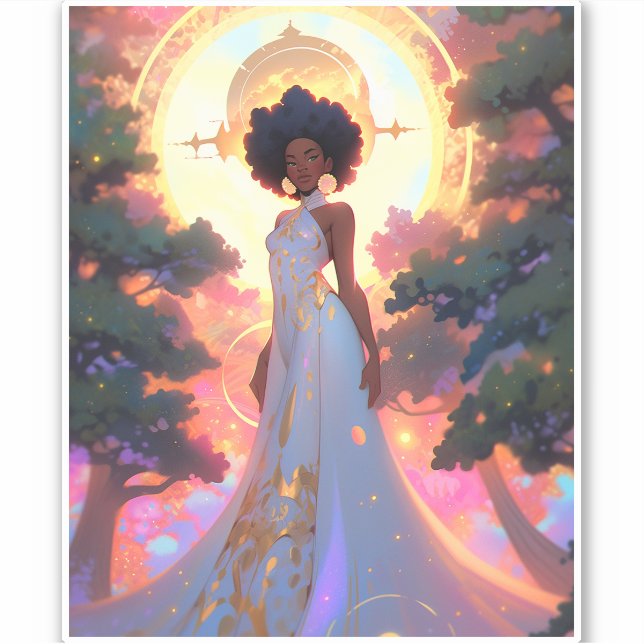 Naturegoddess African American Fantasy Art Aufkleber (Vorderseite)
