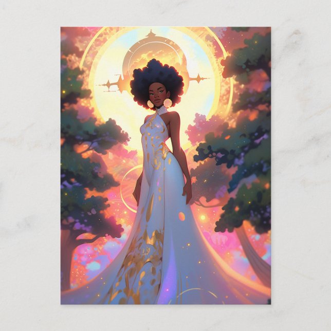 Naturegoddess African American Fantasy Art Postkarte (Vorderseite)