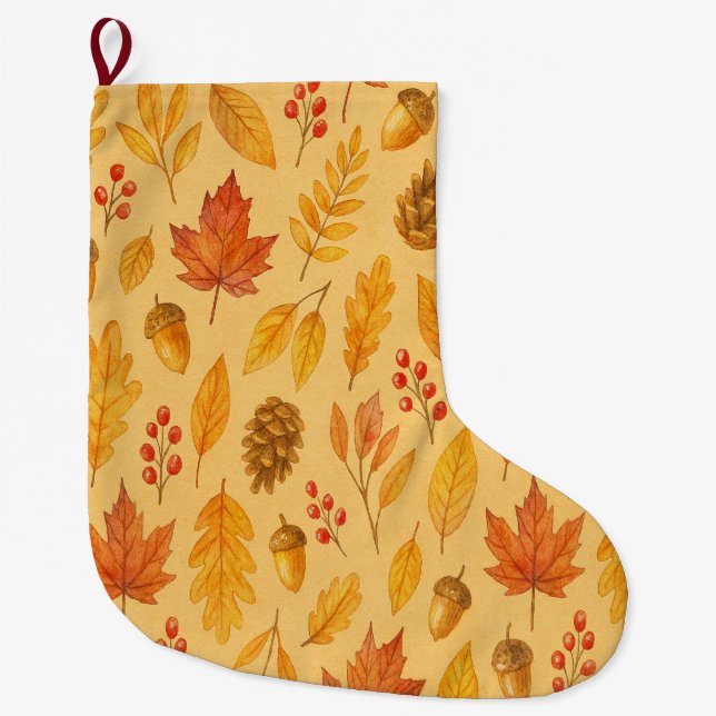 Natureherbstmuster Großer Weihnachtsstrumpf (Vorderseite)