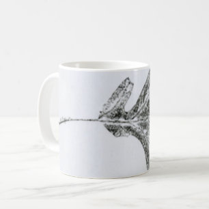 Natureleaf Druckherbstweiße Blätter aus Eiche in s Kaffeetasse