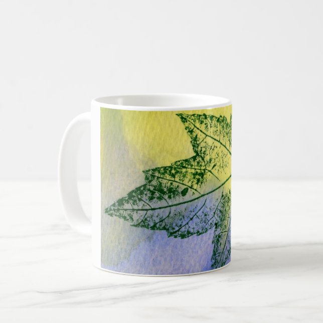 Natureleaf Printfeder-Ahorn gelb-grün Kaffeetasse (Vorderseite Links)