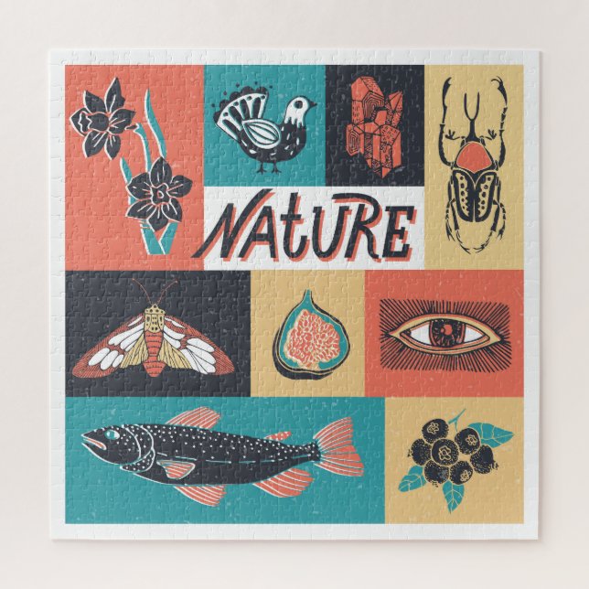 Naturelemente, Retrostil-Symbole. (Vertikal)