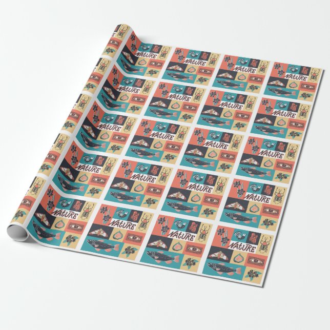 Naturelemente, Retrostil-Symbole. Geschenkpapier (Ungerollt)