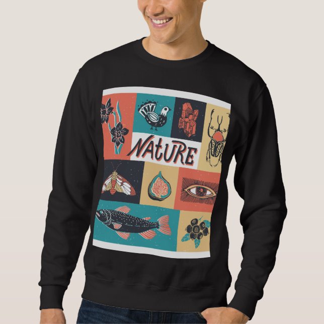 Naturelemente, Retrostil-Symbole. Sweatshirt (Vorderseite)
