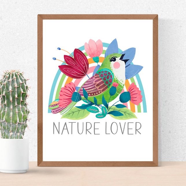 Naturellab Blume Wasserfarben Vogelgezwitscher Poster (Von Creator hochgeladen)