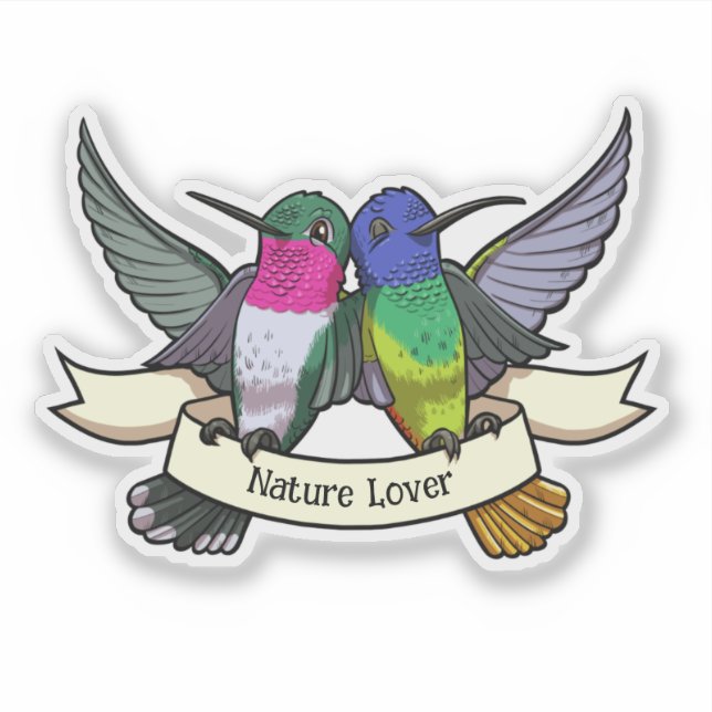 Naturelüberfarbener Hummingbirds Cartoon Aufkleber (Vorderseite)