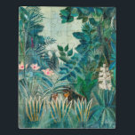 Naturerlebnis in tropischem Dschungel Puzzle<br><div class="desc">Vintage Gemälde von Wildtieren im tropischen Dschungel von Henri Rousseau im frühen 20. Jahrhundert wiederhergestellt.</div>