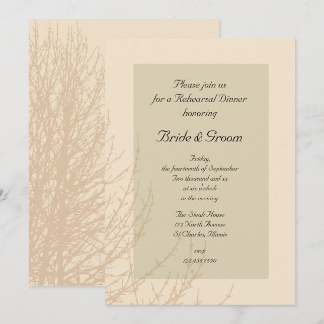 Nature's Branches Hochzeitsessen Probe Einladung (Vorne/Hinten)