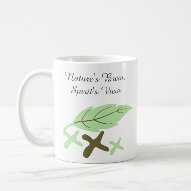 "Nature's Brew, Spirit's View" Personalized Leaf  Kaffeetasse (Links)