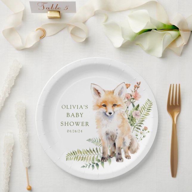 Nature's Delight Fox Babydusche Pappteller (Hochzeit)