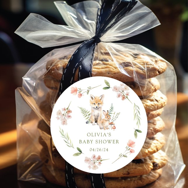 Nature's Delight Fox Babydusche Runder Aufkleber (Von Creator hochgeladen)