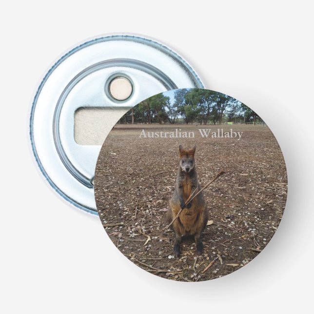 "Nature's Fast: A Wallaby's Snack Break" Flaschenöffner (Vorderseite)
