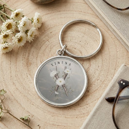 Nature's Monogram 'X' T - Shirt mit Blume & Reben Schlüsselanhänger