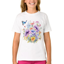 Nature's Palette: Girls' Butterfly-T-Shirt