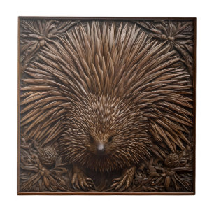 Nature's Quill: Das australische Echidna in Holz, Fliese