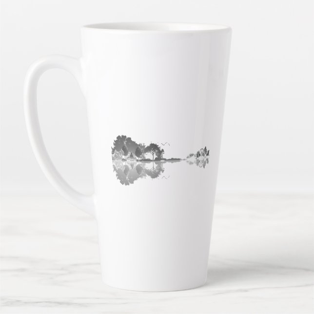 Nature's Song: Forest Landscape Gitarre Art Milchtasse (Links)