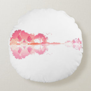 Nature's Song: Forest Landscape Gitarre Art Rundes Kissen