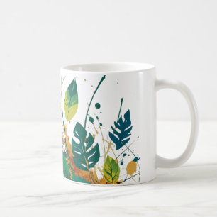 Nature's Splash - Vibrant Abstrakte Leaf Art for Kaffeetasse
