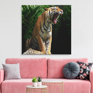 Nature's Wild Animals - Roaring Tiger Canvas Leinwanddruck
