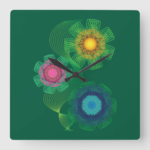 Naturformen und Linienmuster  Quadratische Wanduhr