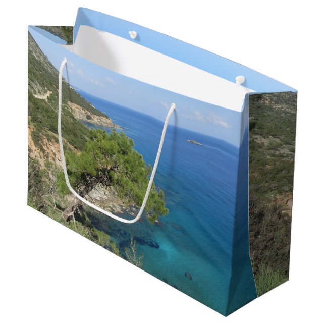 Naturfotografie Mediterranes Berg & Meer Krieg Große Geschenktüte (Vorderseite Schrägansicht)