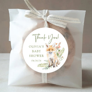 Naturfreude Fuchs Baby Shower Runder Aufkleber