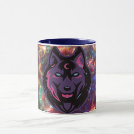 Naturgalaxie, kosmische Wolf-Grafik Tasse