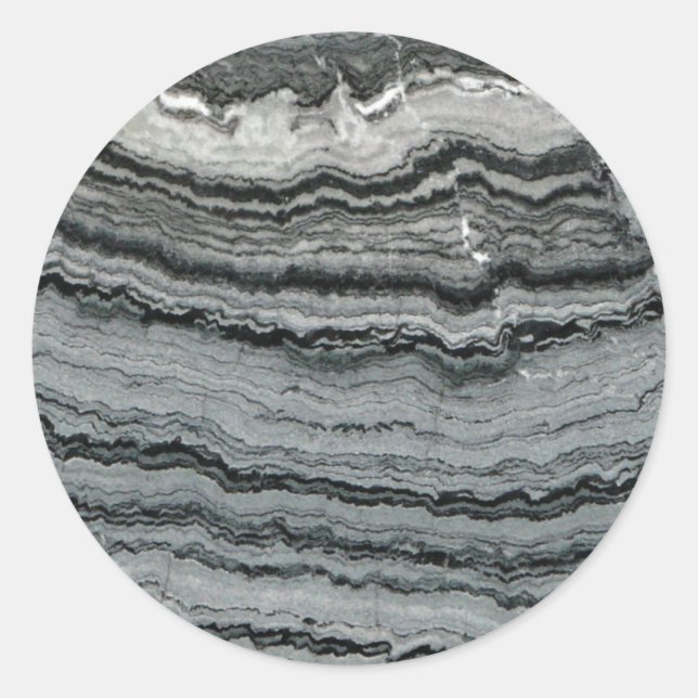 Naturgemein Schwarz-weißer Marmorstein Runder Aufkleber (Vorderseite)