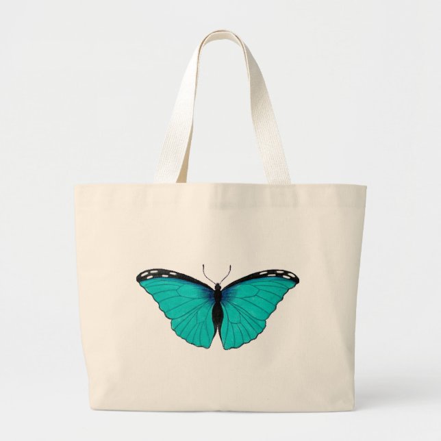 Naturgeschichte Blauer Schmetterling auf Totttasch Jumbo Stoffbeutel (Vorne)