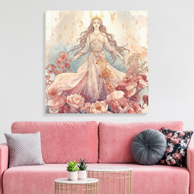Naturgöttin Boho-Wandkunst  Leinwanddruck (Insitu (Wohnzimmer))