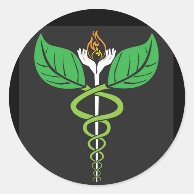 Naturheilkunde Caduceus Runder Aufkleber (Vorderseite)