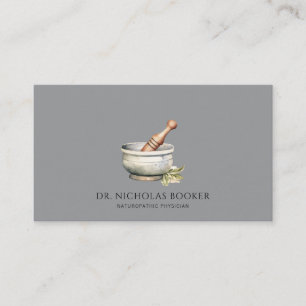 Naturheilkunde Mortar Pestle Black Visitenkarte