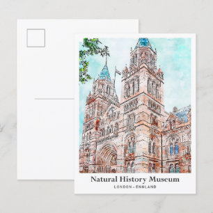 Naturhistorisches Museum London Reise Wasserfarbe Postkarte