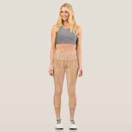 Naturholztextur Capri Fitness Leggings Comfor