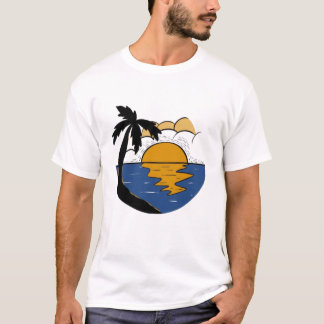 Naturidylle Flucht T-Shirt – Sonne, Baum & Fluss M