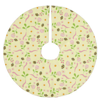 Naturinspirierte Blüten und Kreaturen Polyester Weihnachtsbaumdecke