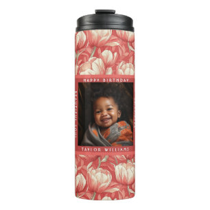 Naturinspiriertes Tulpen-Blumen-Geschenk zum Gebur Thermosbecher